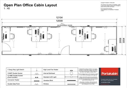 Website Layout - Leeds 6 - Open Plan Office Cabin Layout